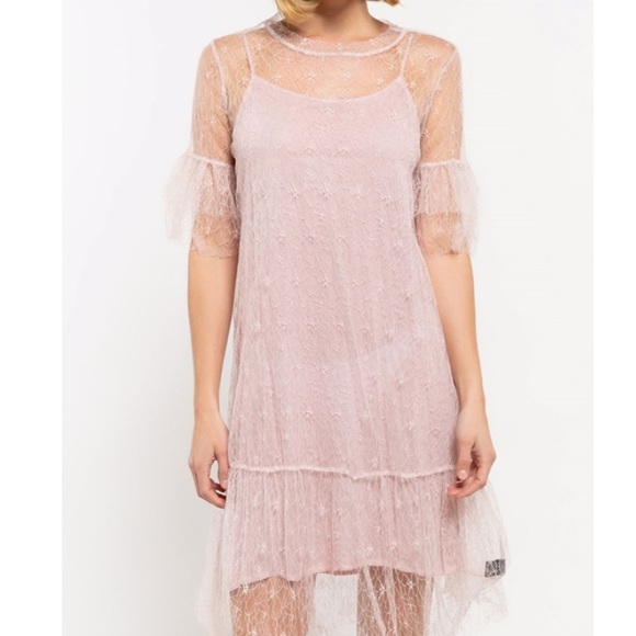 POL Dresses & Skirts - NWT POL Pretty in Pink Lace Lined Dress Large